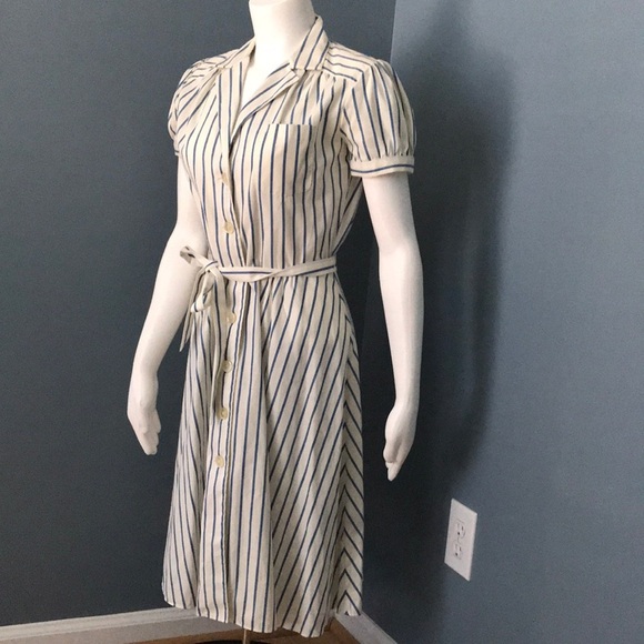 Rugby Ralph Lauren retro belted striped blue dress - Picture 3 of 7